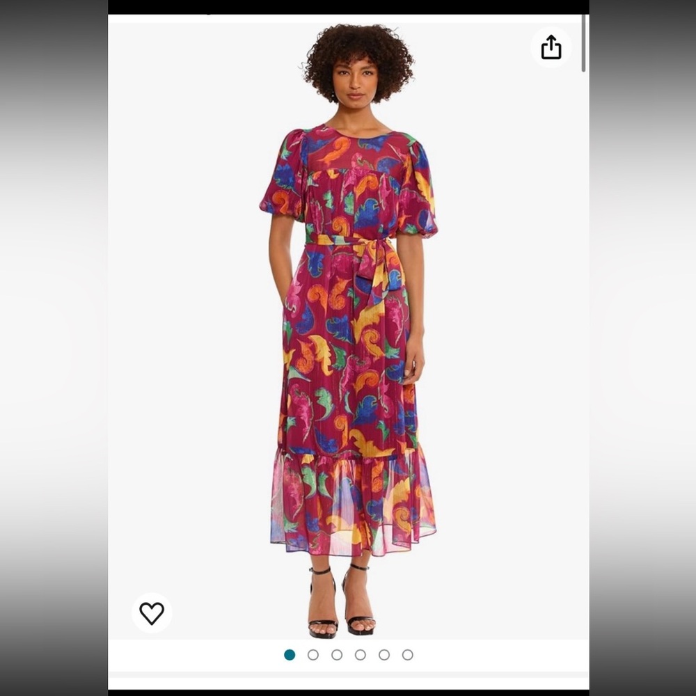 Donna Morgan Magenta Paisley Maxi Dress with Multicolor Print 10